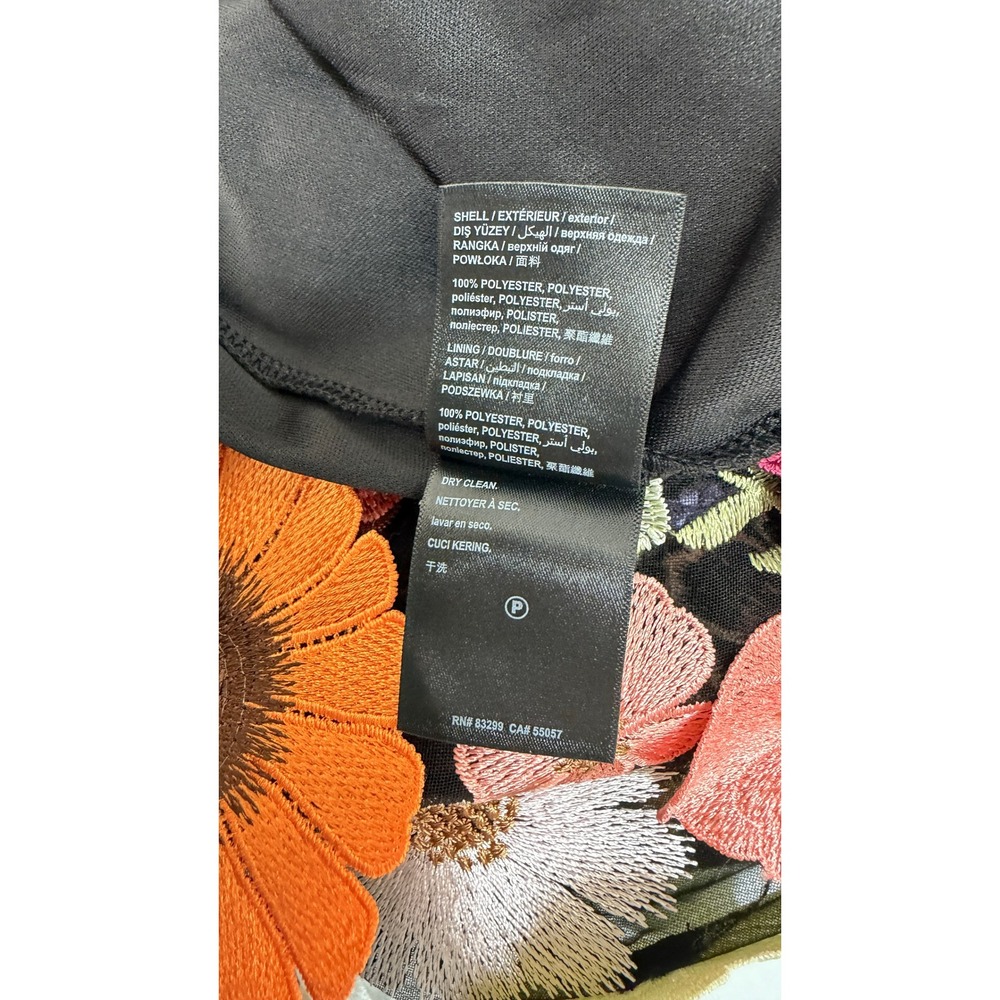 bebe Cocktail Bodycon 3D Floral Embroidery Mesh Black Fairycore Glam Size S - Picture 7 of 7
